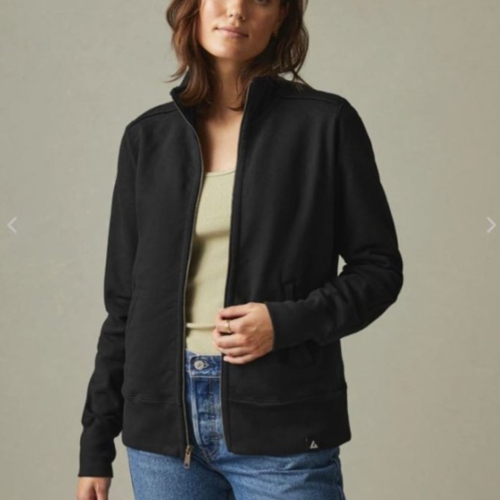 Womens Black Zip-Front Jacket 100% Cotton American Giant